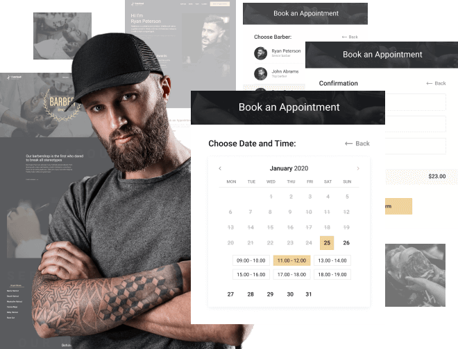 Booking calendar for a barbershop, enabling convenient online scheduling of appointments.