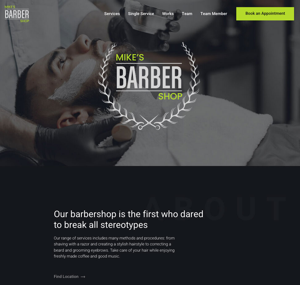 Screenshot of a barbershop website featuring appointment booking functionality for convenient scheduling.